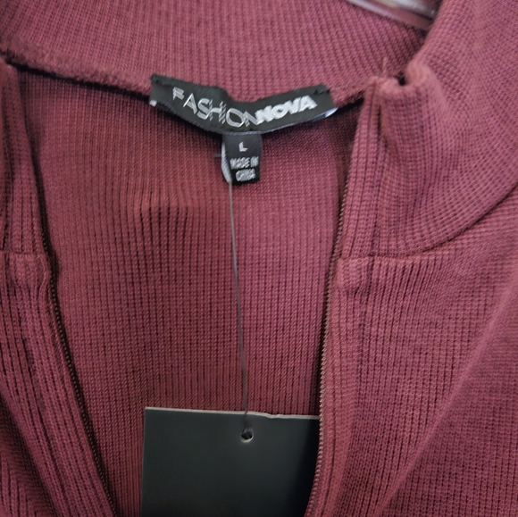 NWT Fashion nova zip ribbed midi dress - Picture 4 of 5